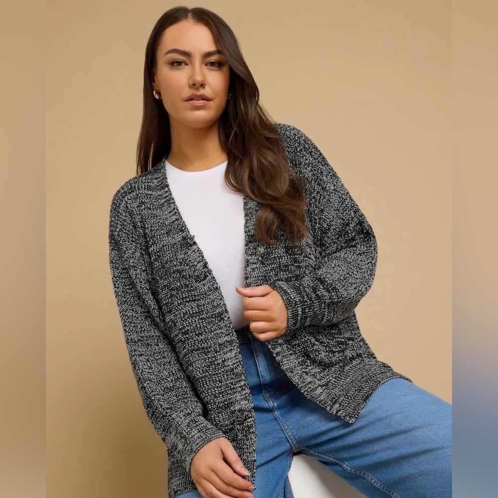 Express Black and Gray Cardigan Sweater Small Cute Cozy Casual Office Cotton